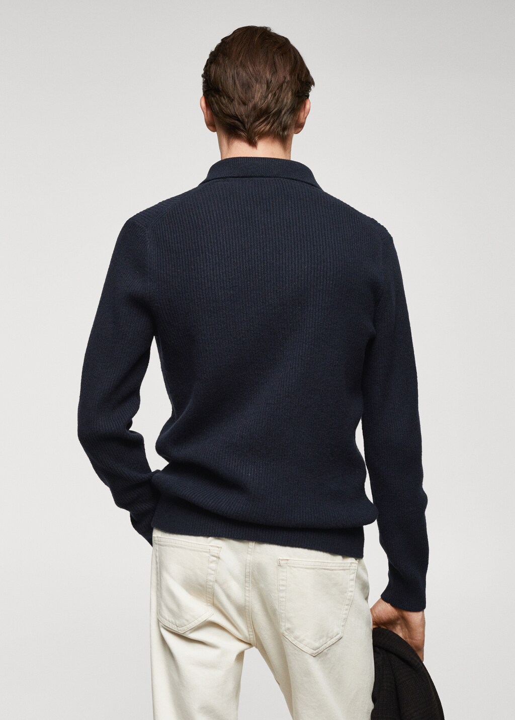 Ribbed knit polo shirt - Reverse of the article