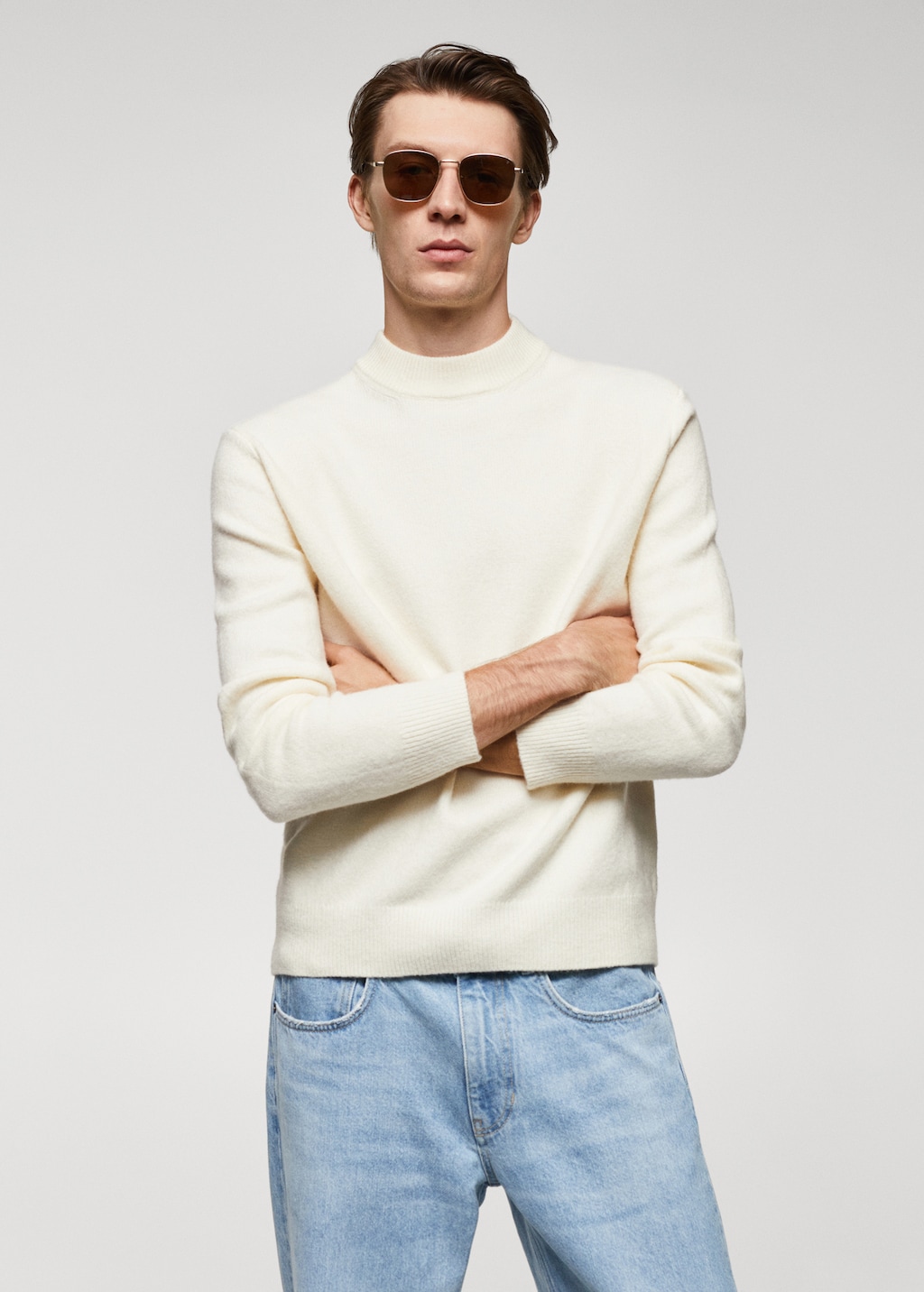 Wool-blend sweater with perkins-neck - Medium plane