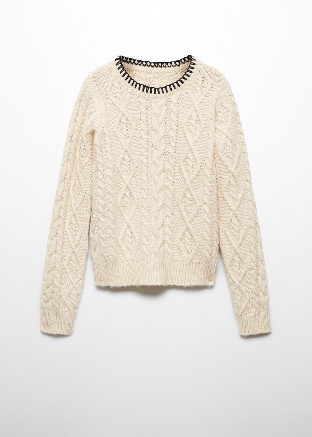 Cable-knit sweater with contrasting trim - Article without model