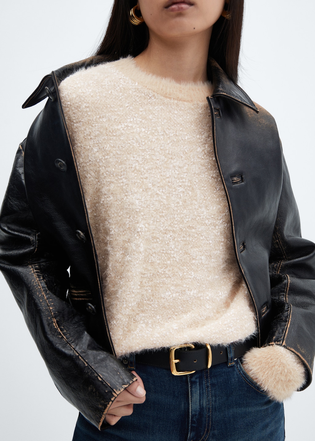 Sweater with fur-effect trim - Details of the article 6