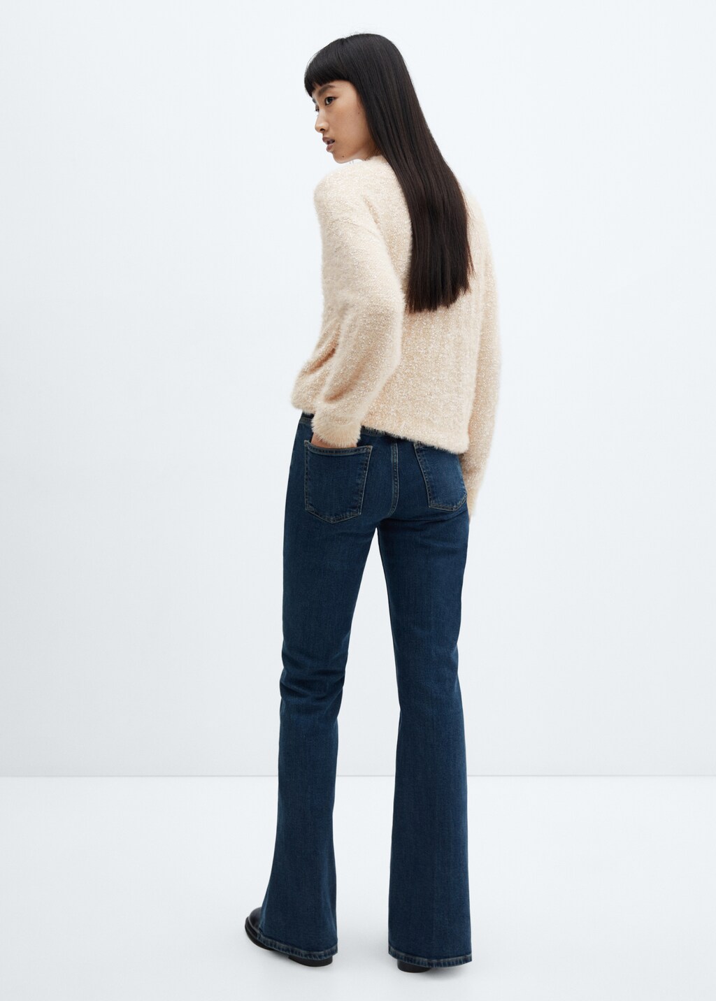 Sweater with fur-effect trim - Reverse of the article