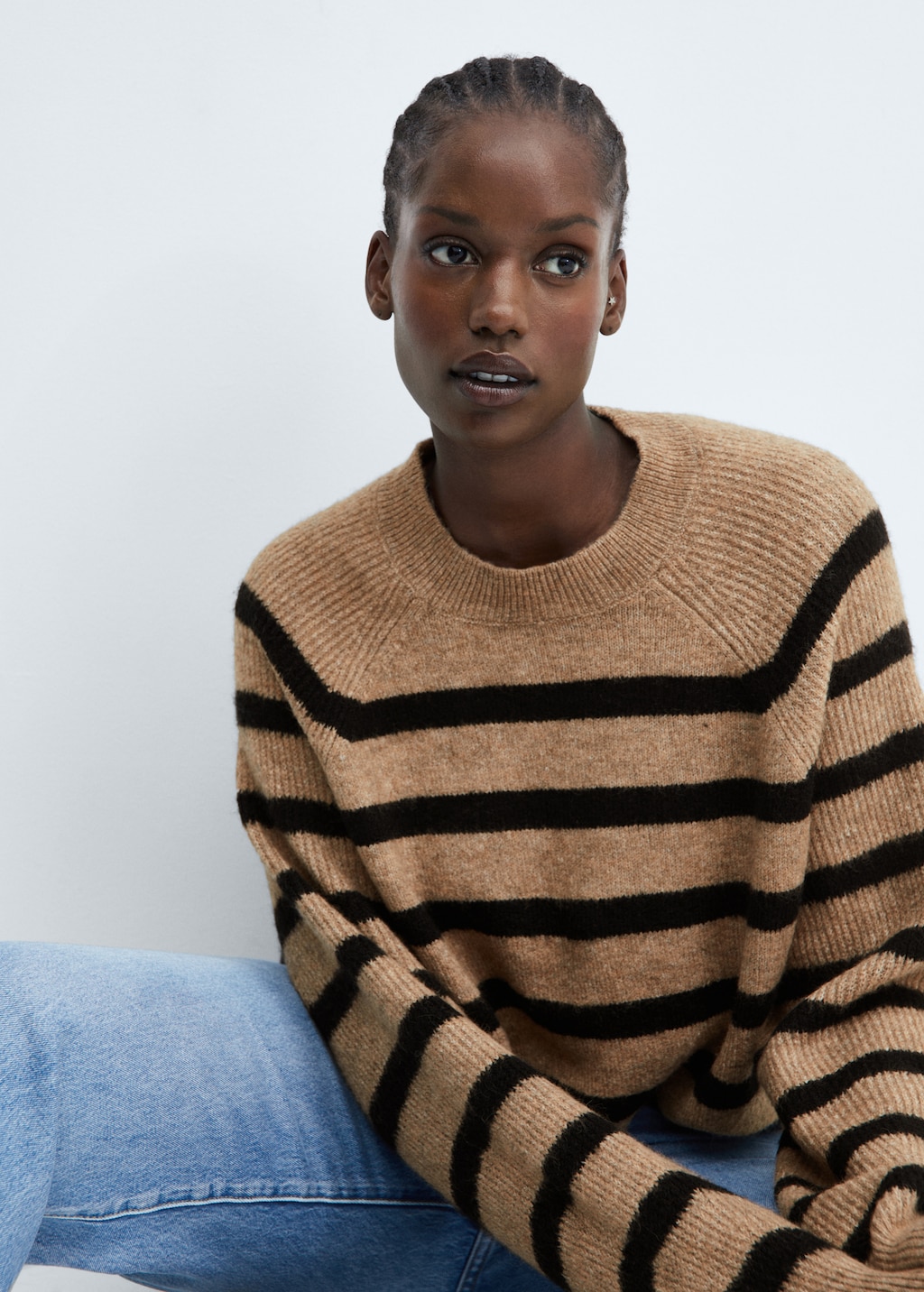 Crew neck striped sweater hotsell