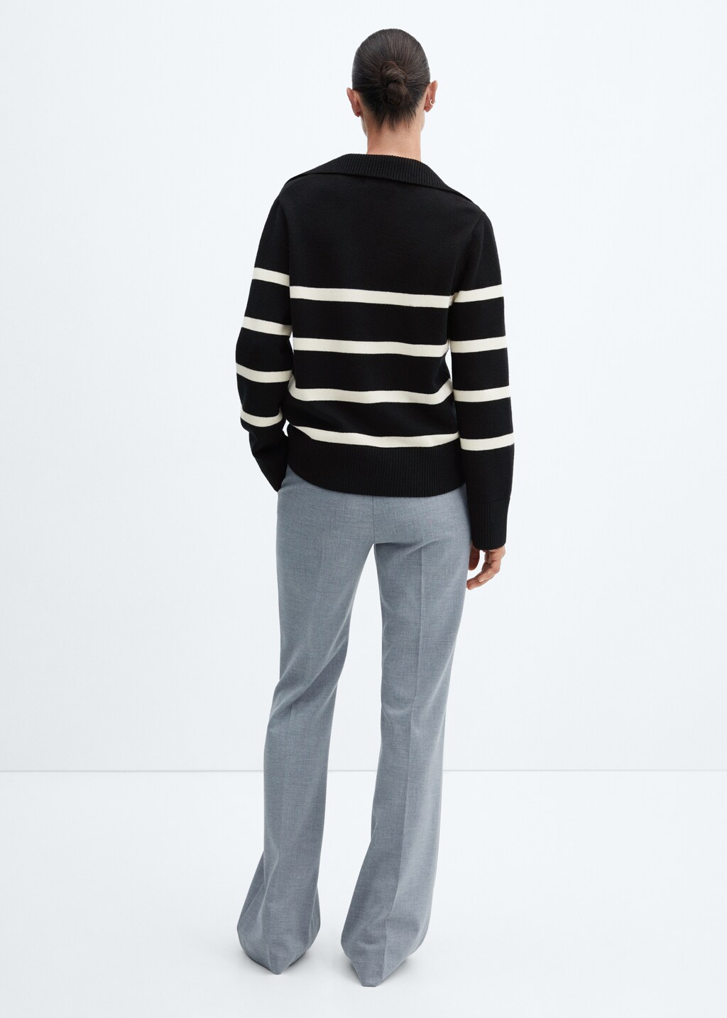 Striped polo-neck sweater - Reverse of the article