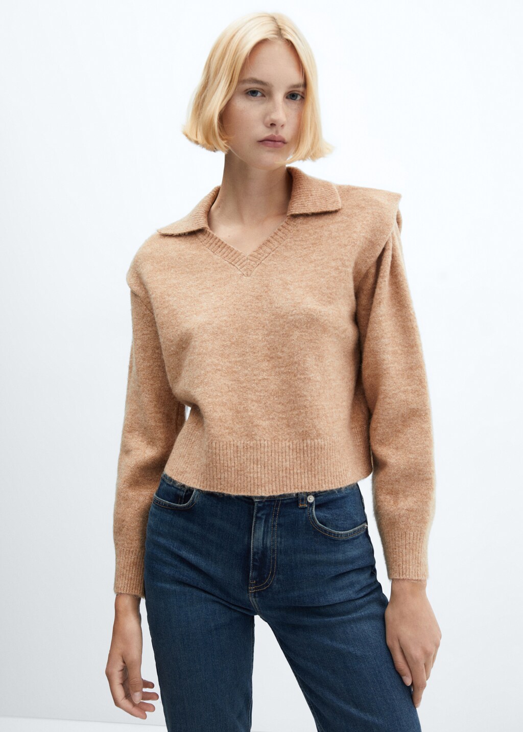 Polo-neck sweater with shoulder pads  - Medium plane