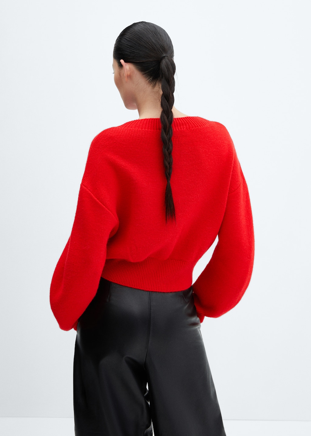 Puff-sleeve knitted sweater - Reverse of the article