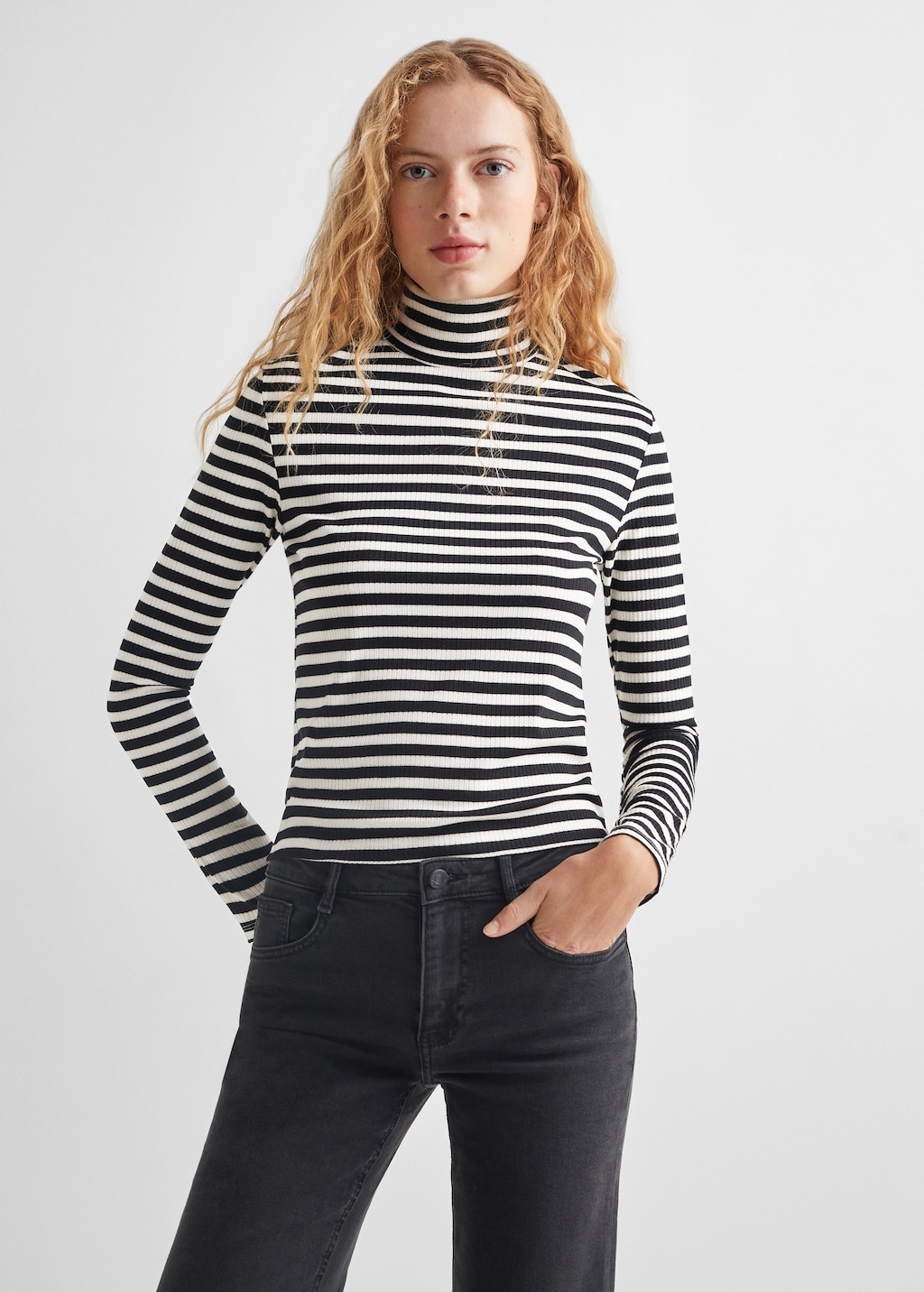 Striped turtleneck T-shirt - Medium plane