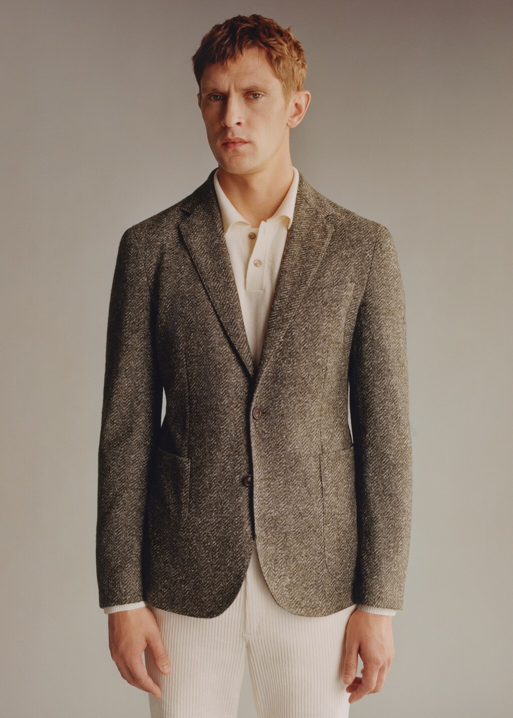 Herringbone print virgin wool blazer - Details of the article 5