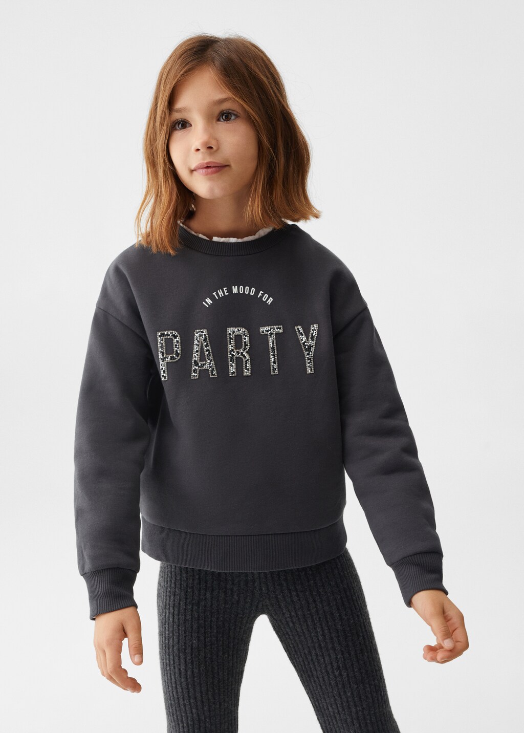 Sweatshirt med paljettmeddelande - Bild av mittparti