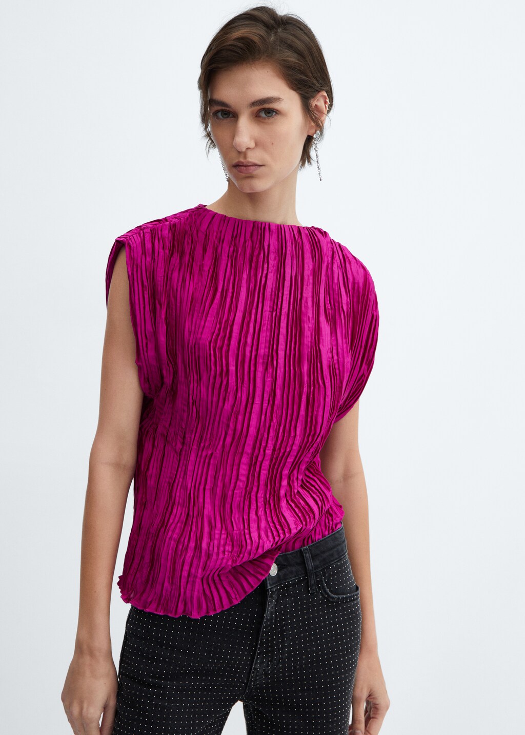 Satin pleated blouse - Medium plane