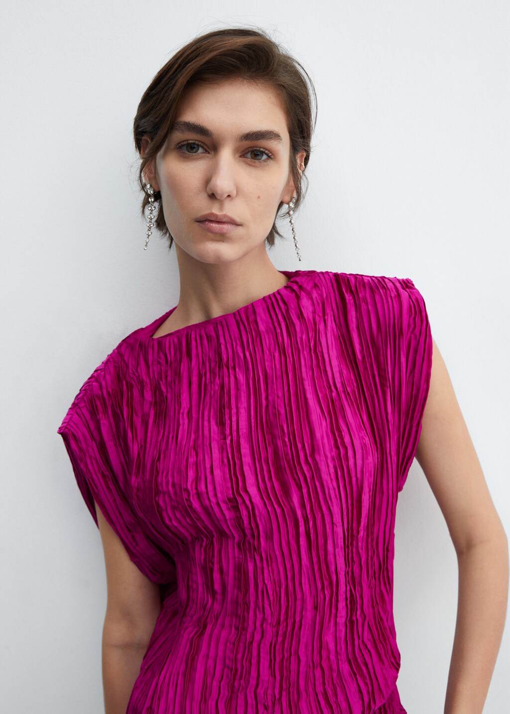 Satin pleated blouse - Details of the article 1