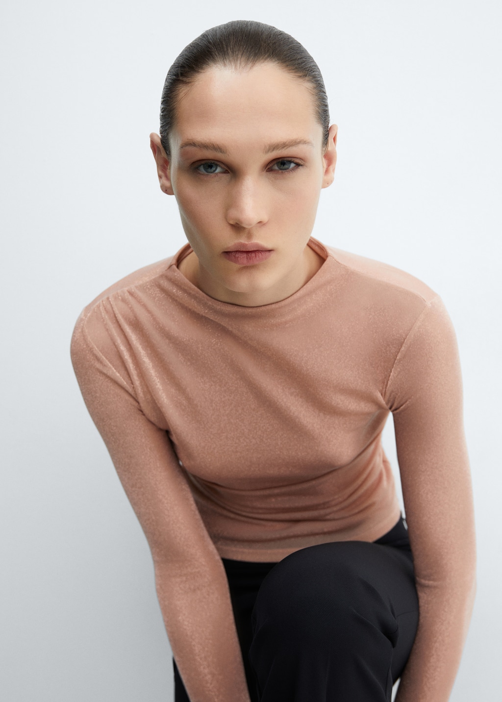 Lurex t-shirt with ruched details - Details of the article 2