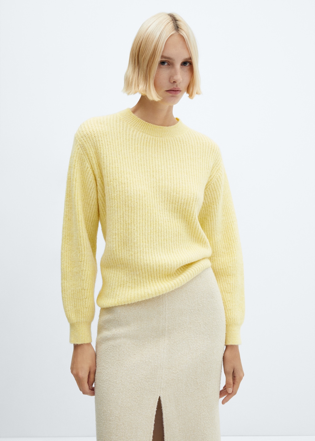 Round-neck knitted sweater - Medium plane