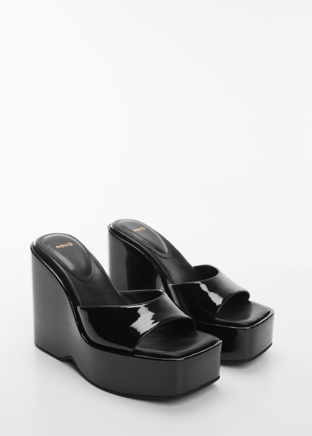 Patent leather-effect platform sandals - Medium plane