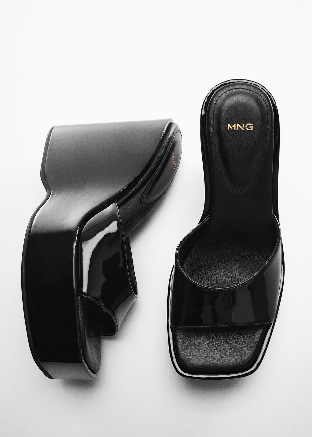 Patent leather-effect platform sandals - Details of the article 5