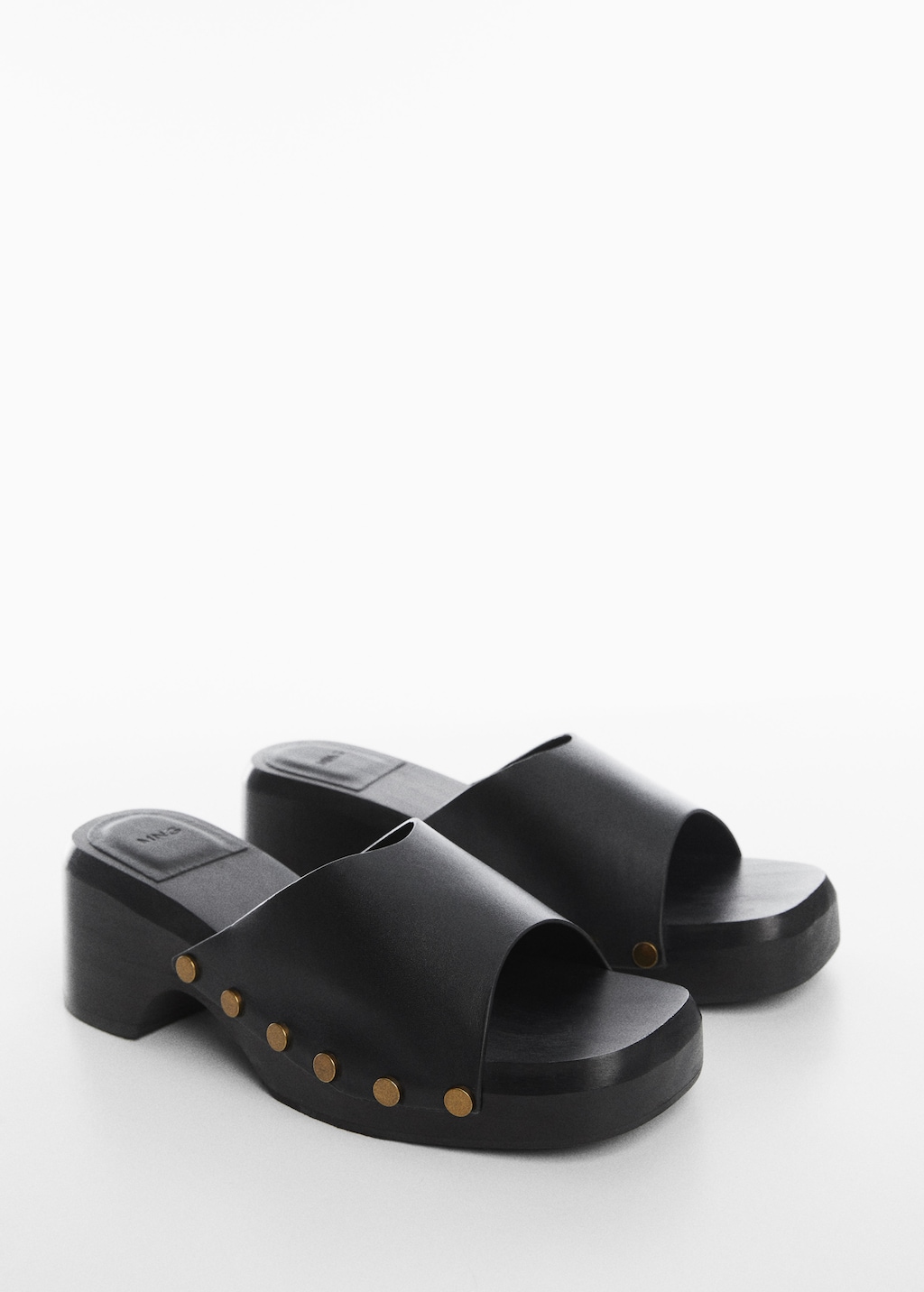 Studded leather clog - Medium plane