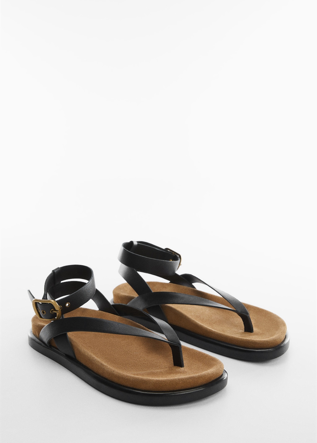 Buckle leather sandals - Medium plane