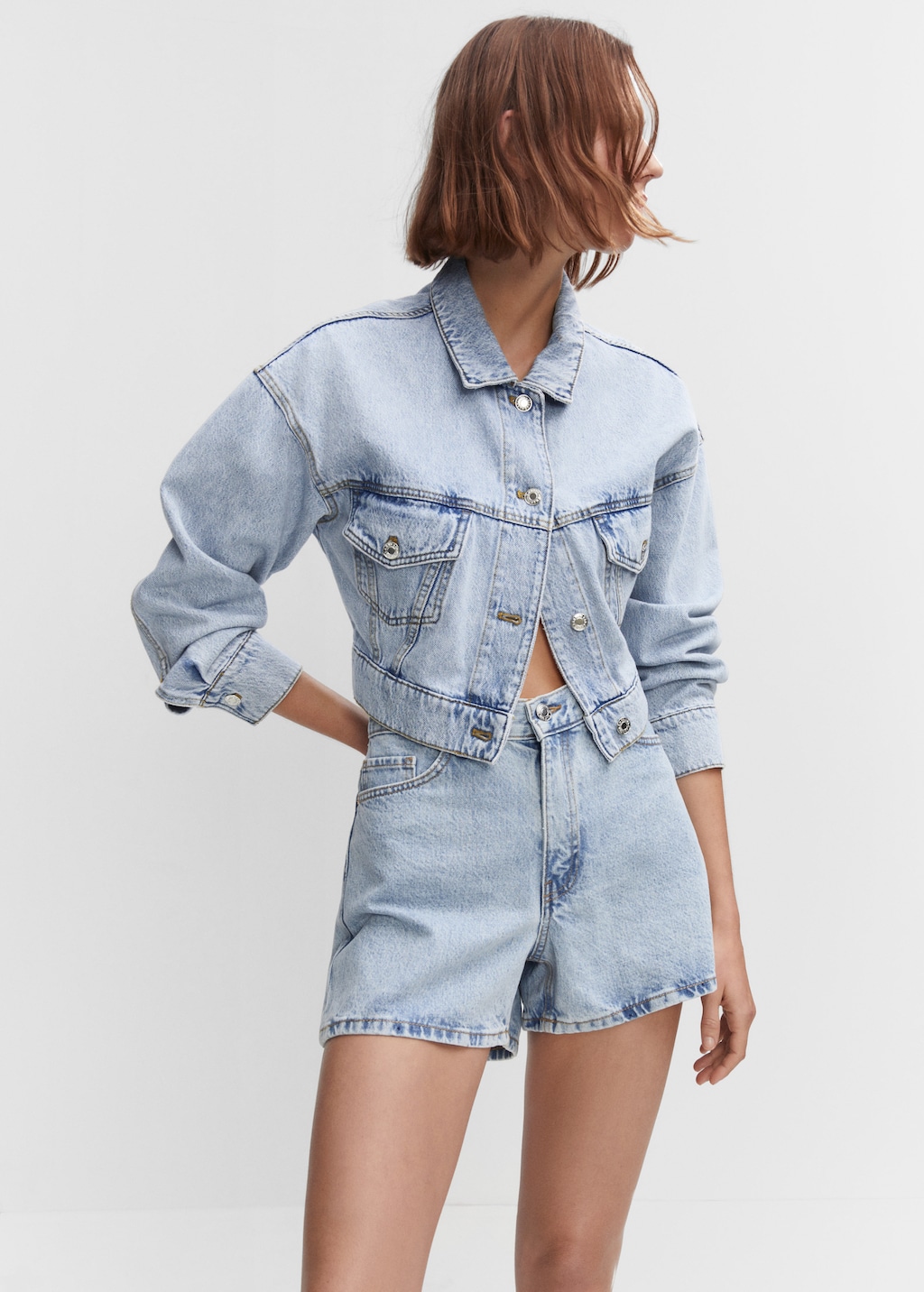 High-waist denim shorts - Middenvlak