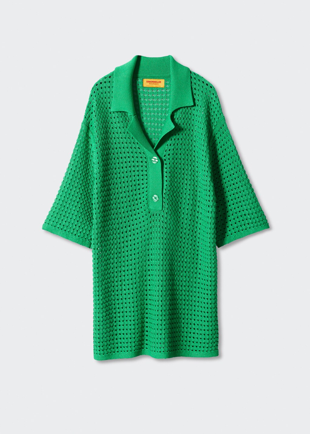 Oversized openwork knitted polo shirt - Article without model