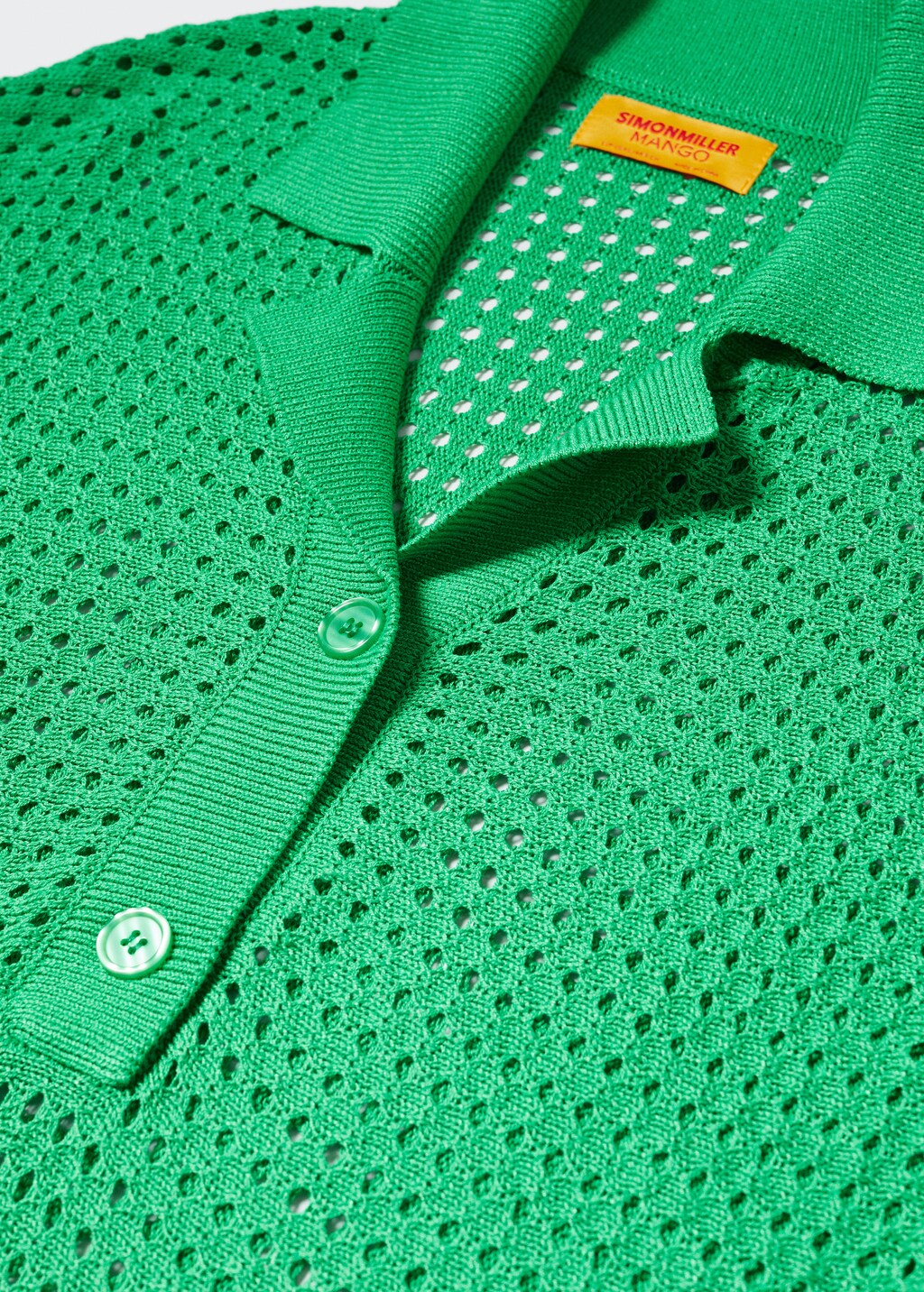 Oversized openwork knitted polo shirt - Details of the article 8