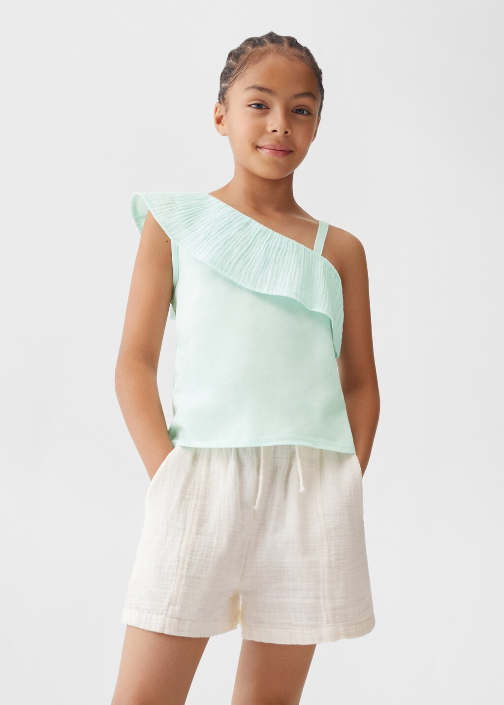 Ruffled asymmetric T-shirt - Medium plane