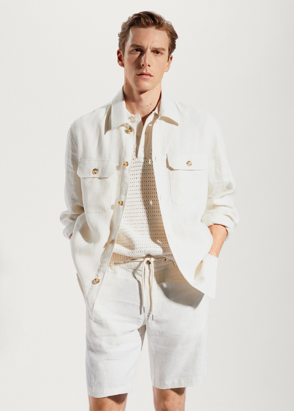 100% linen regular-fit overshirt - Medium plane