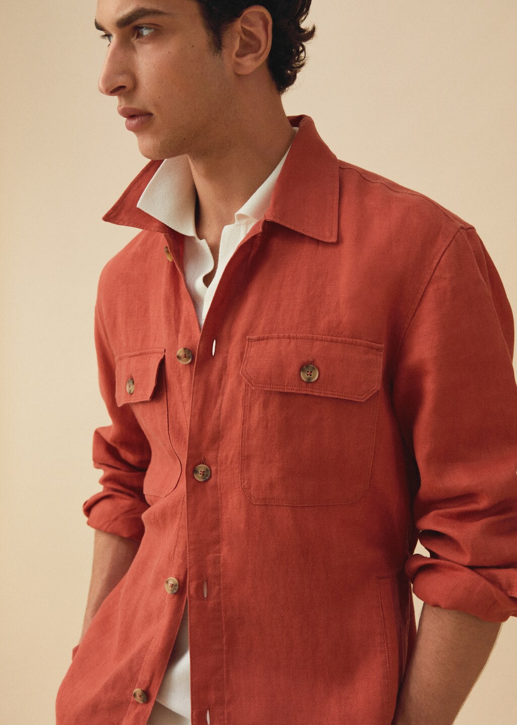 100% linen regular-fit overshirt - Details of the article 5