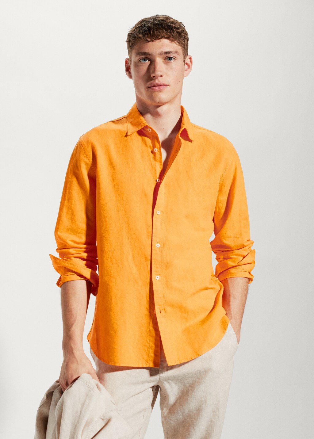 Regular-fit linen cotton shirt - Medium plane