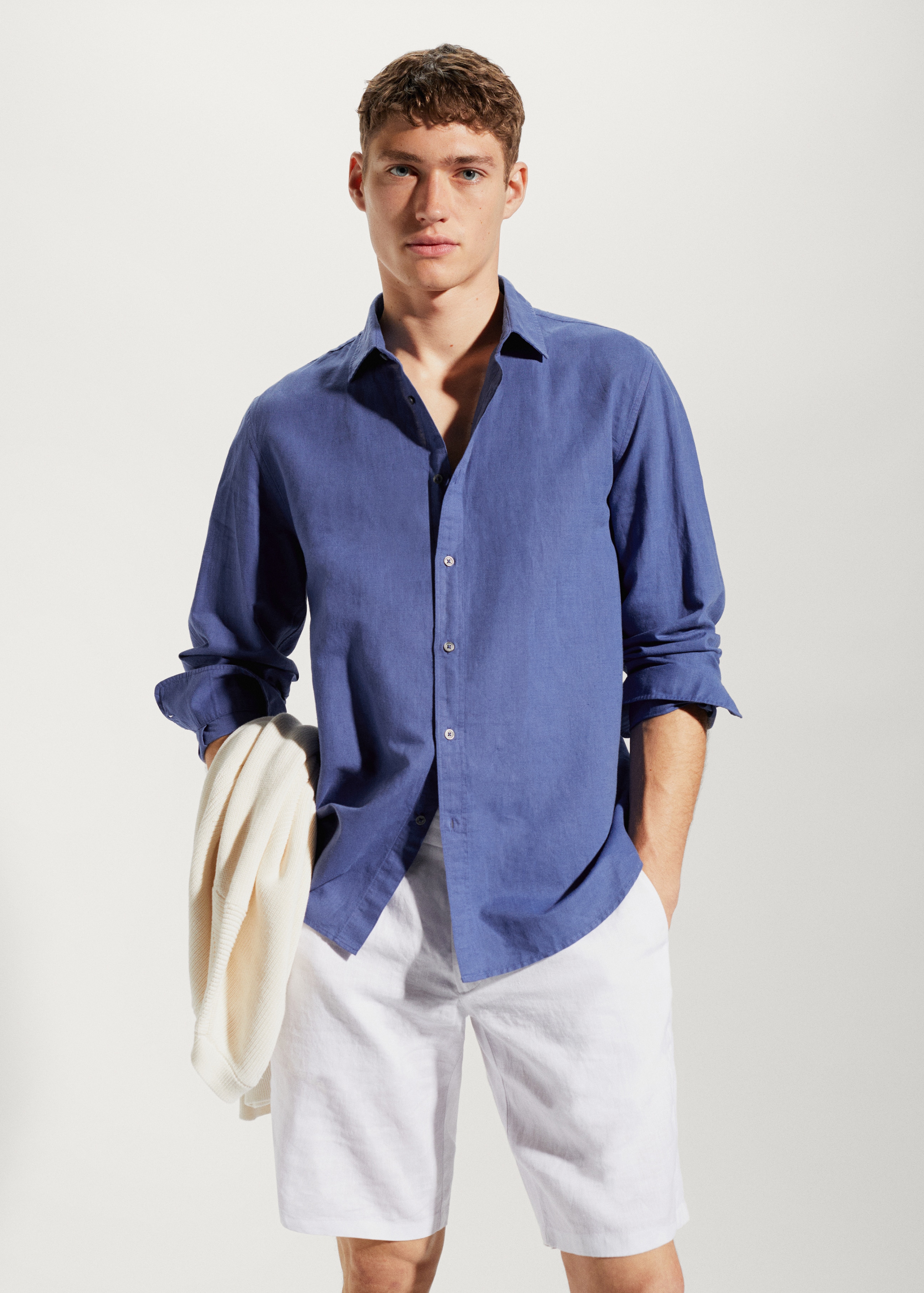 Regular-fit linen cotton shirt - Medium plane