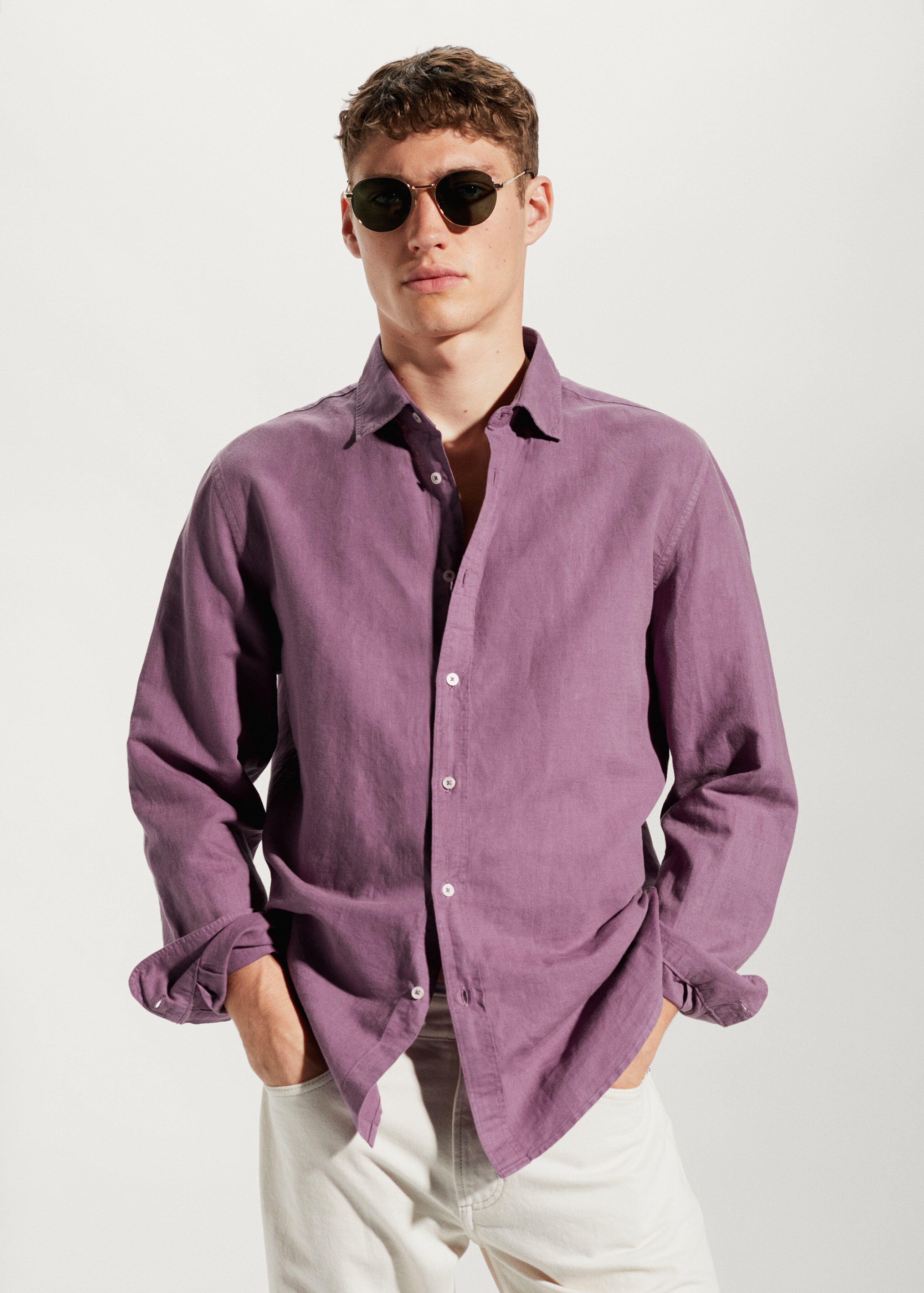 Regular-fit linen cotton shirt - Medium plane
