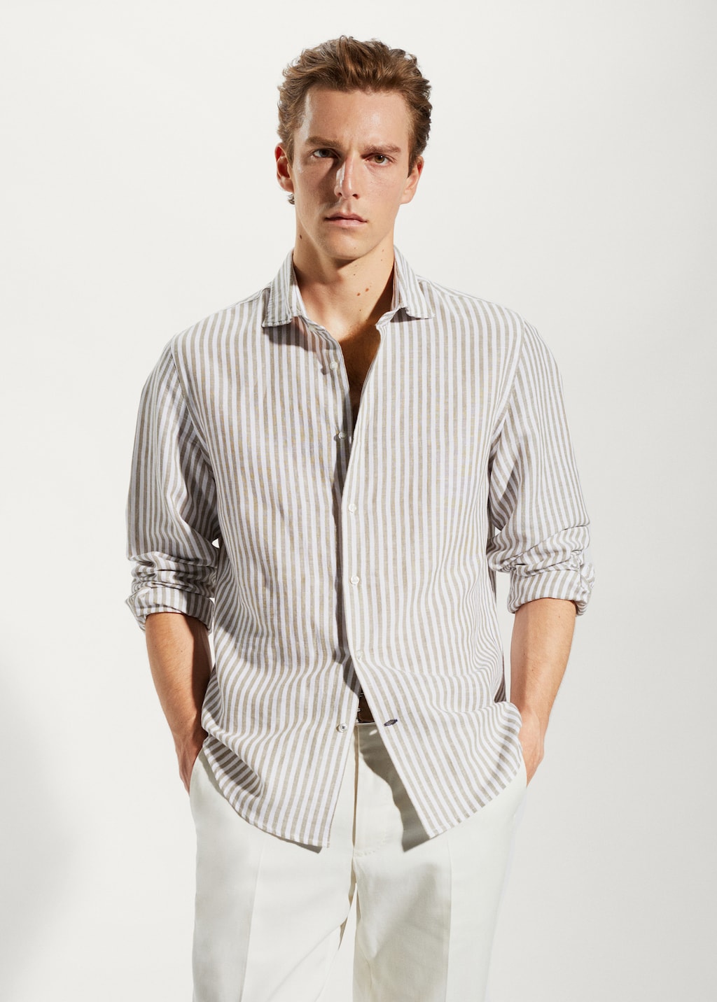 Slim fit striped linen shirt - Medium plane 