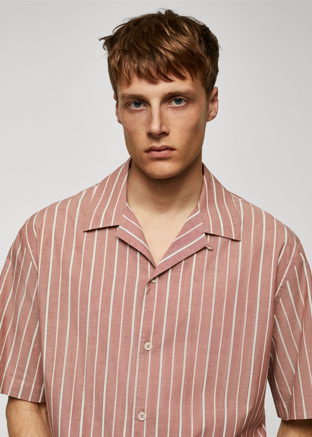 Striped shirt 100% cotton bowling collar - Details of the article 1