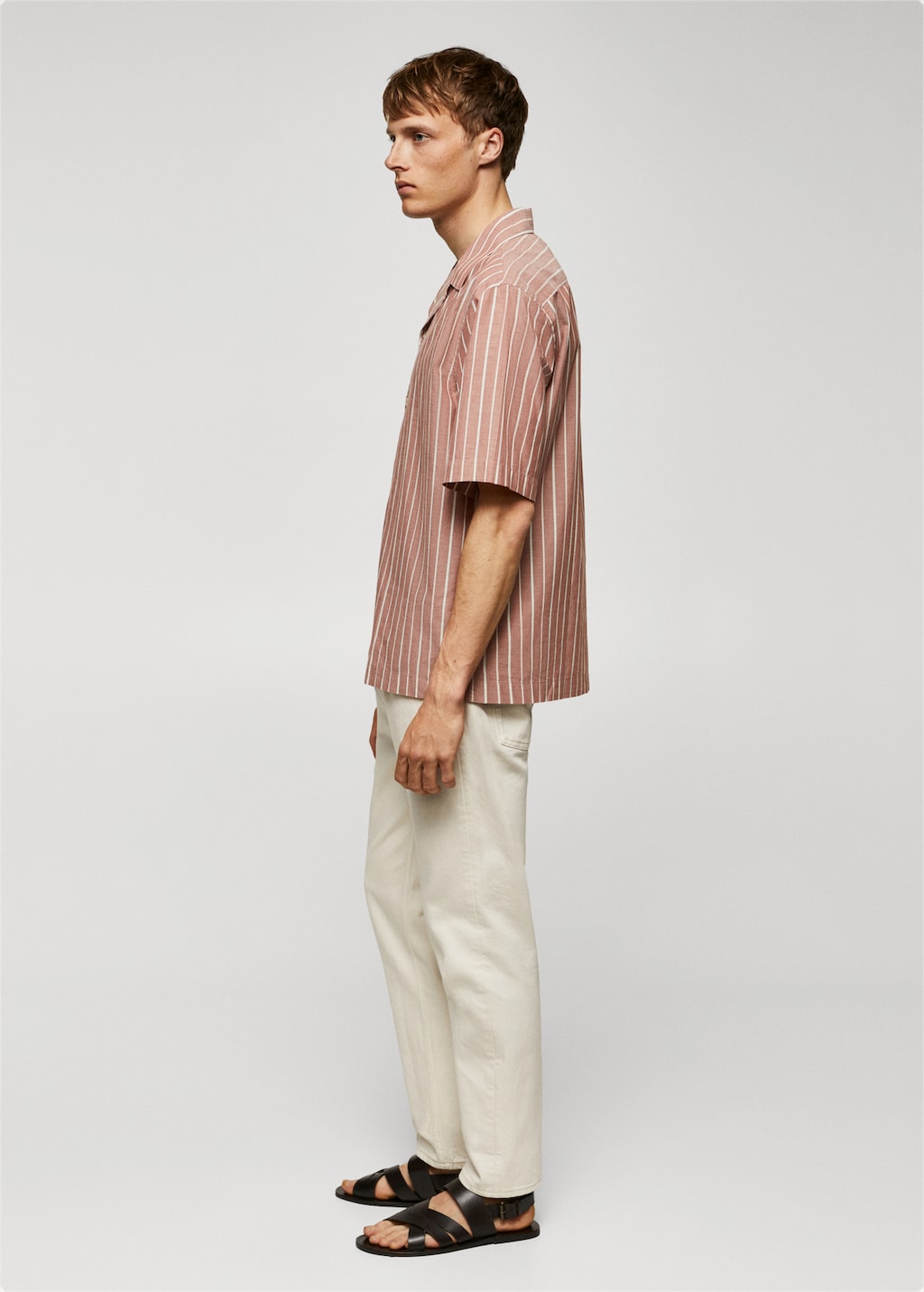 Striped shirt 100% cotton bowling collar - Details of the article 2