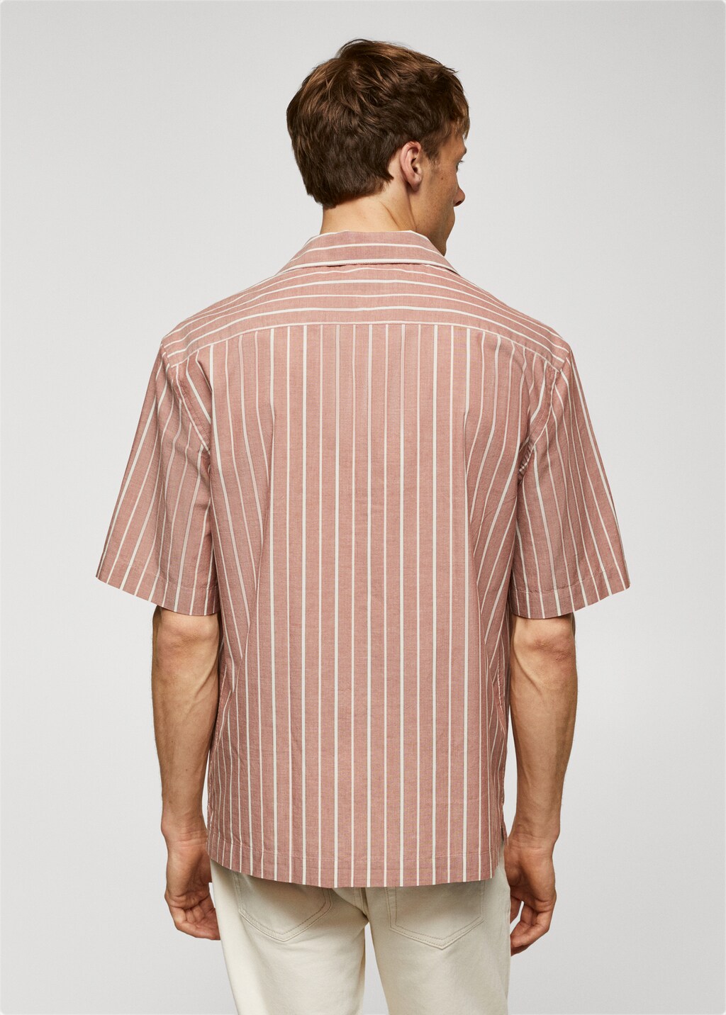 Striped shirt 100% cotton bowling collar - Reverse of the article