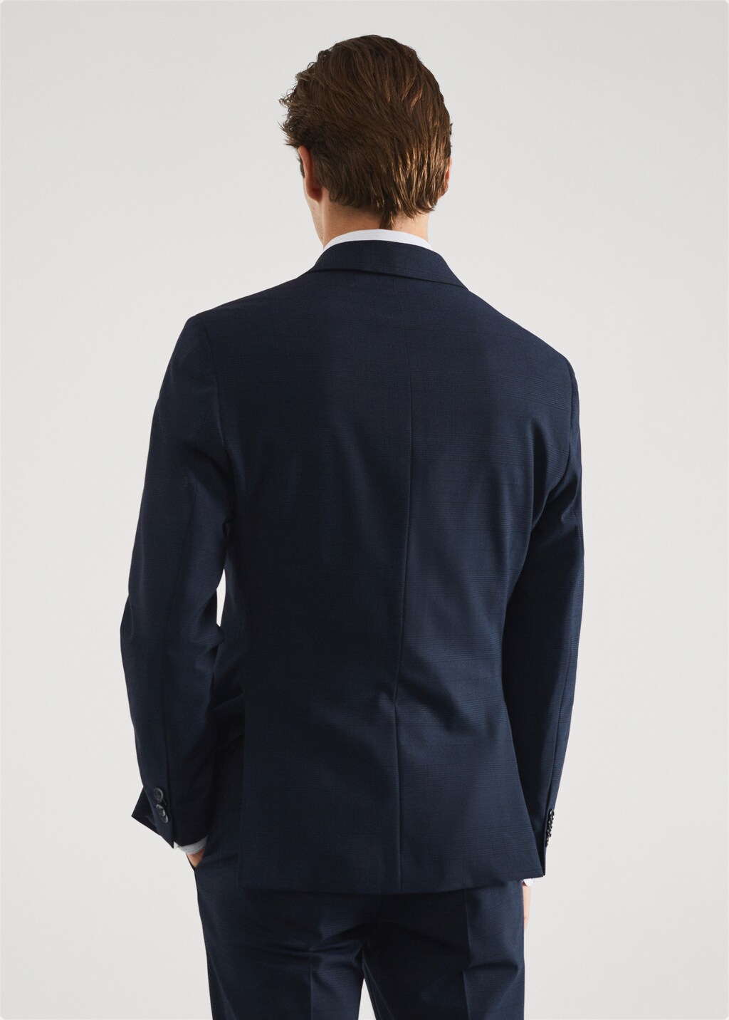 Stretch fabric slim-fit printed suit jacket  - Reverse of the article