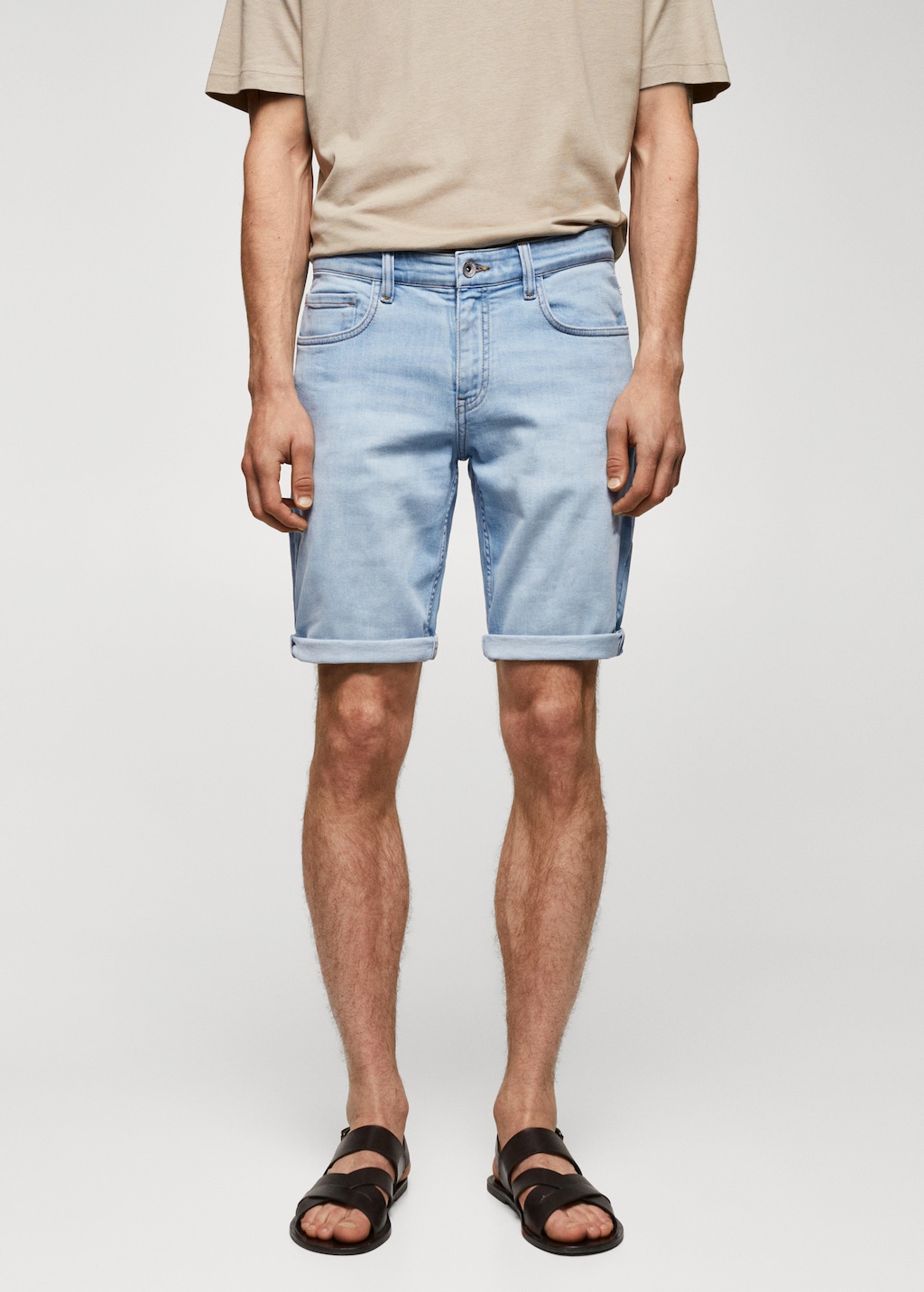 Slim-fit denim bermuda shorts - Medium plane