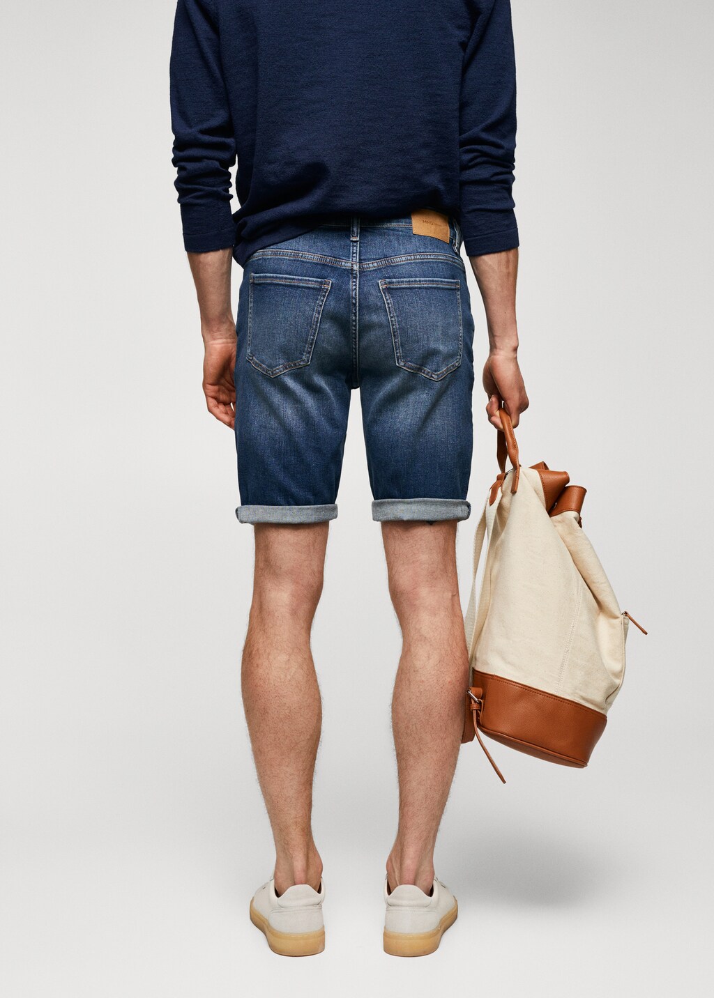 Slim-fit denim bermuda shorts - Reverse of the article