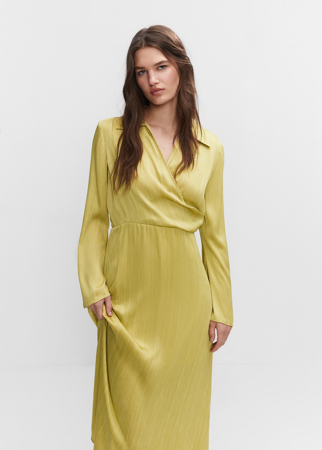 Satin shirt dress - Woman | MANGO OUTLET USA