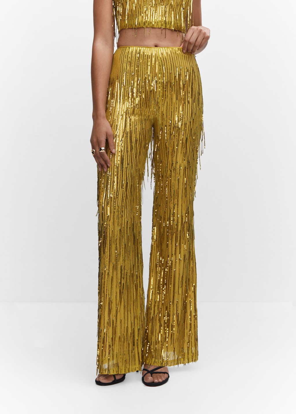 Metallic fringed trousers - Medium plane