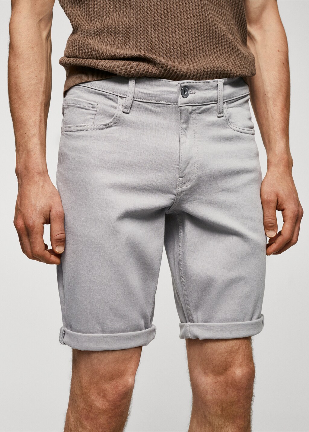 Slim-fit denim bermuda shorts - Details of the article 1