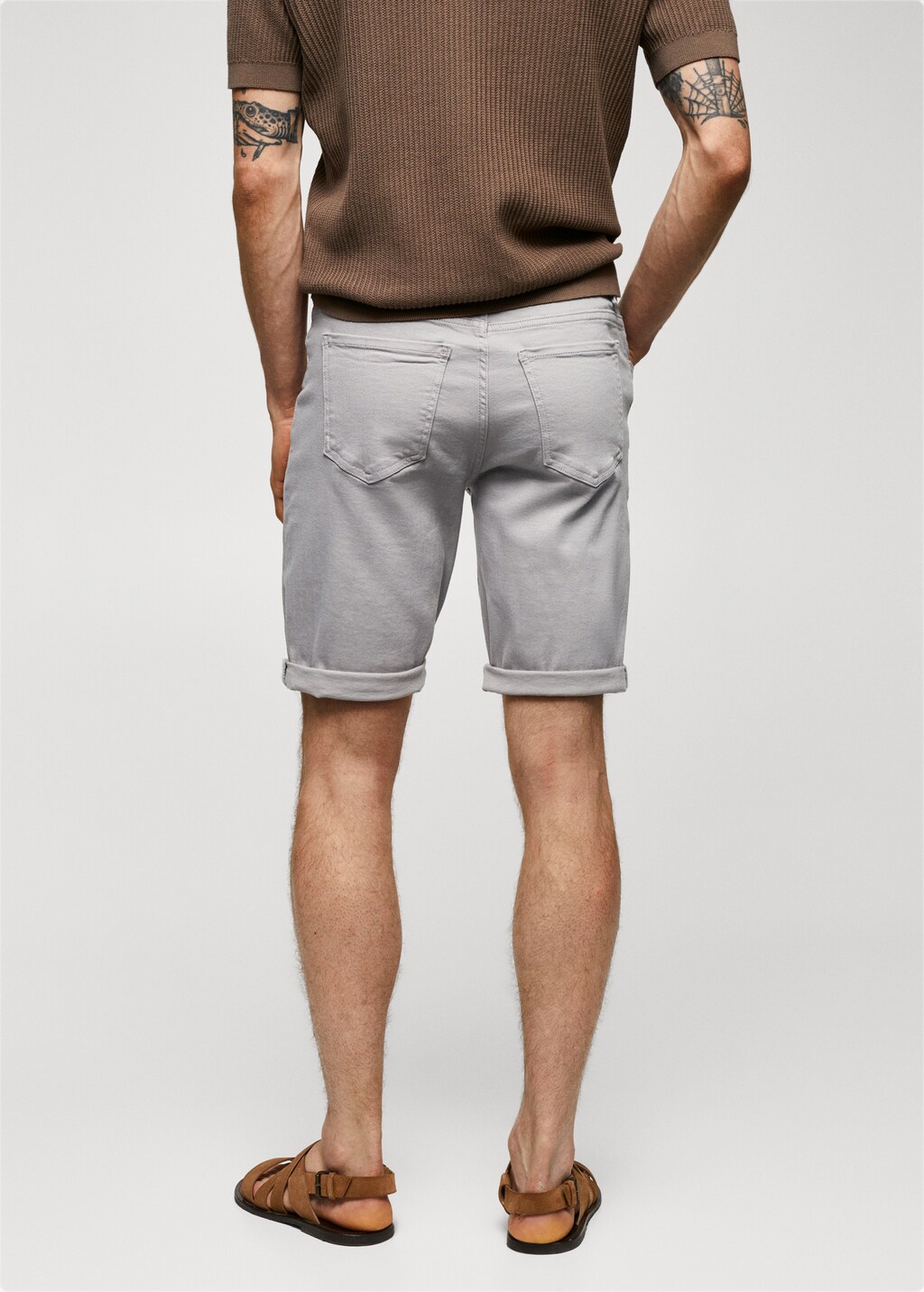 Slim-fit denim bermuda shorts - Reverse of the article