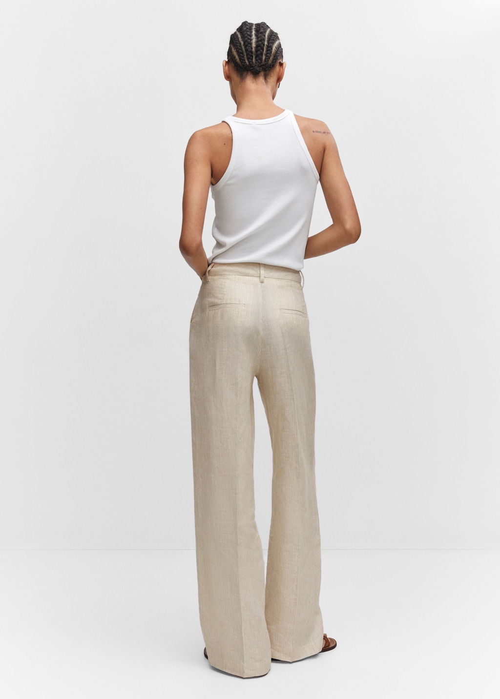 Straight linen-blend trousers - Reverse of the article