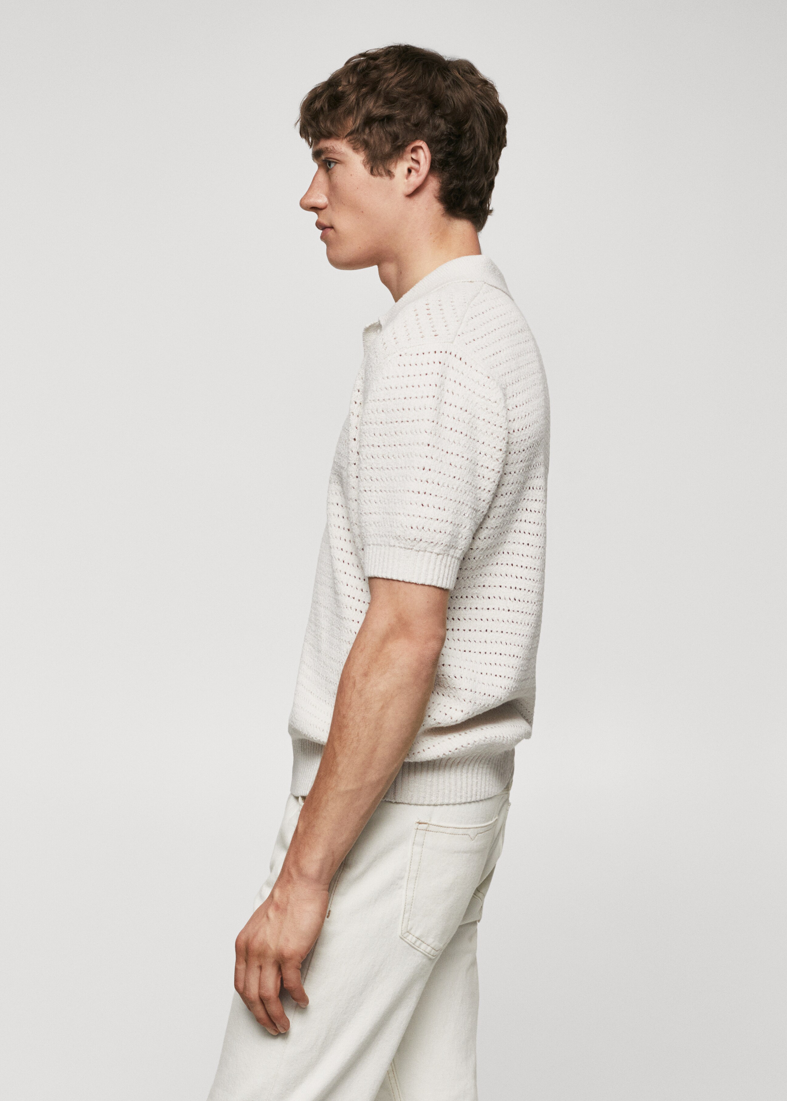 Openwork cotton knitte polo shirt  - Details of the article 2