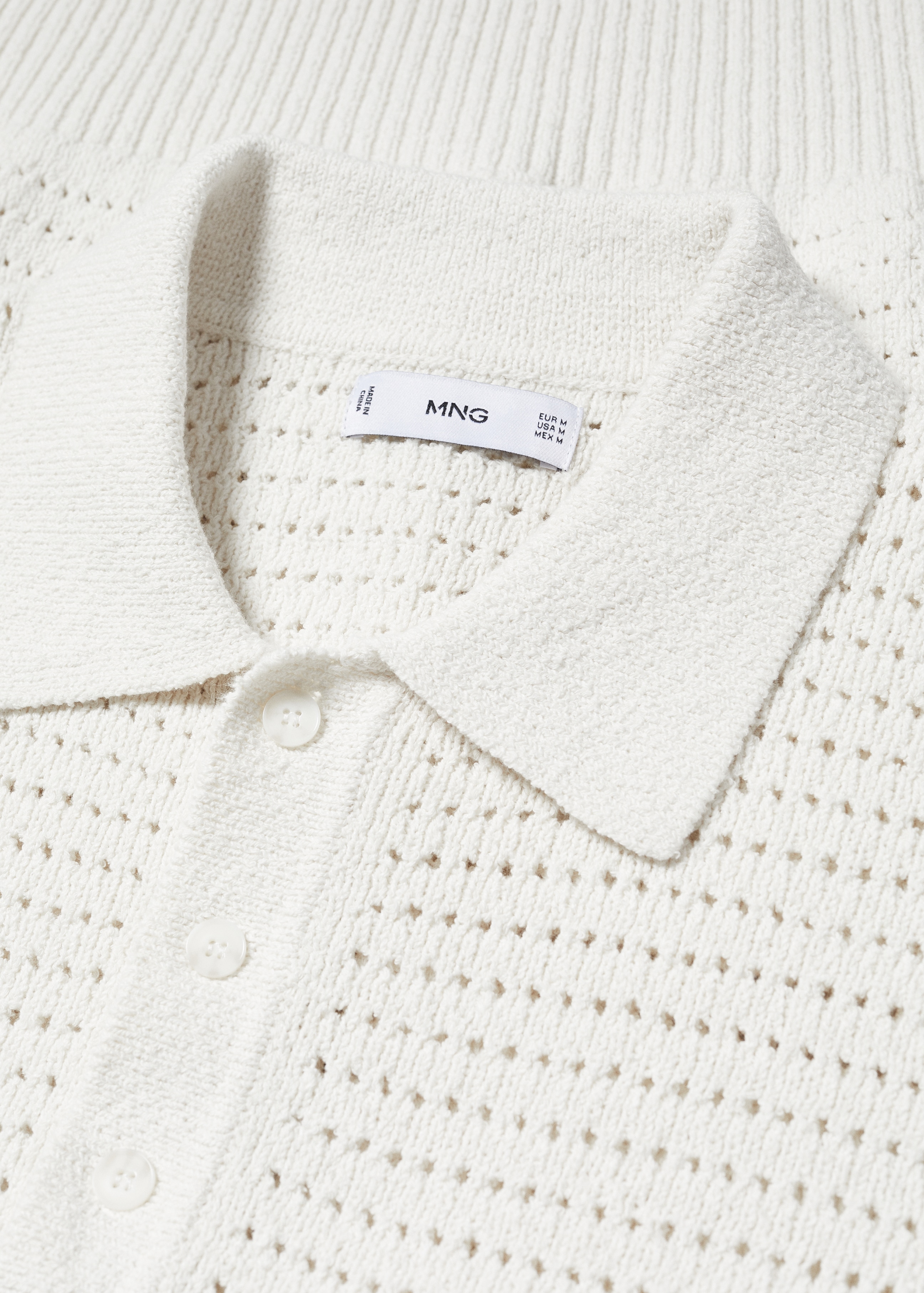 Strick-Poloshirt aus Baumwolle mit Lochmuster - Detail des Artikels 8