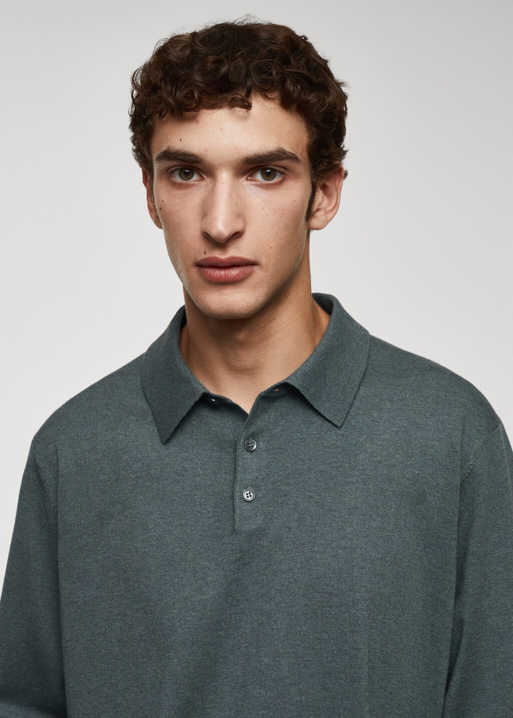 Long-sleeved cotton jersey polo shirt - Details of the article 1