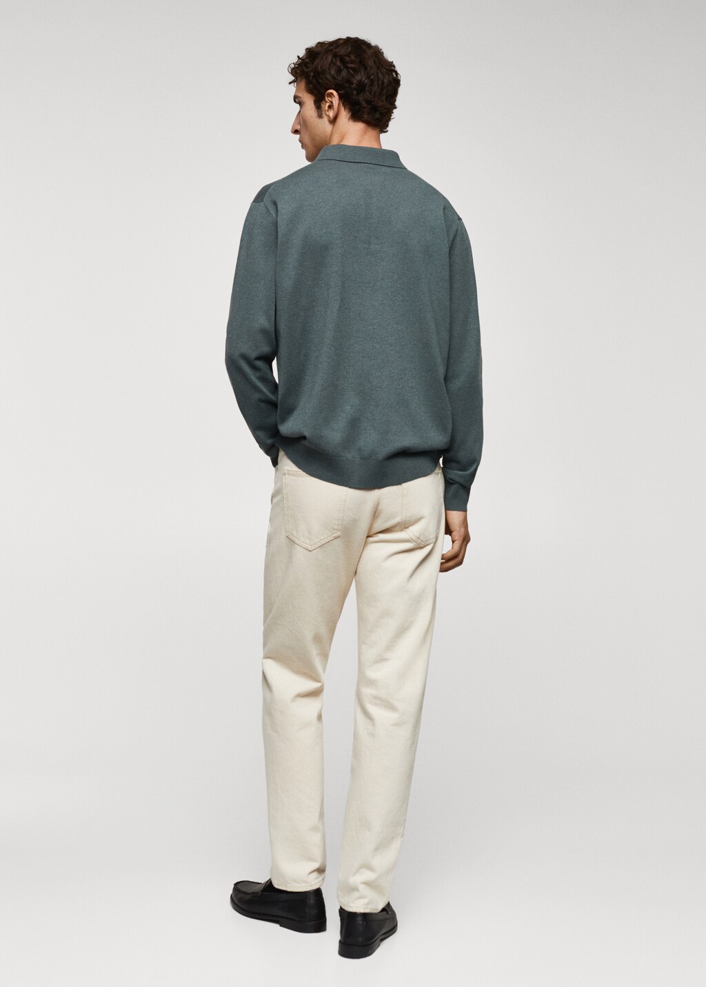 Long-sleeved cotton jersey polo shirt - Reverse of the article