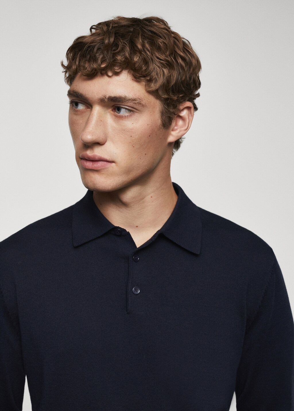 Long-sleeved cotton jersey polo shirt - Details of the article 1