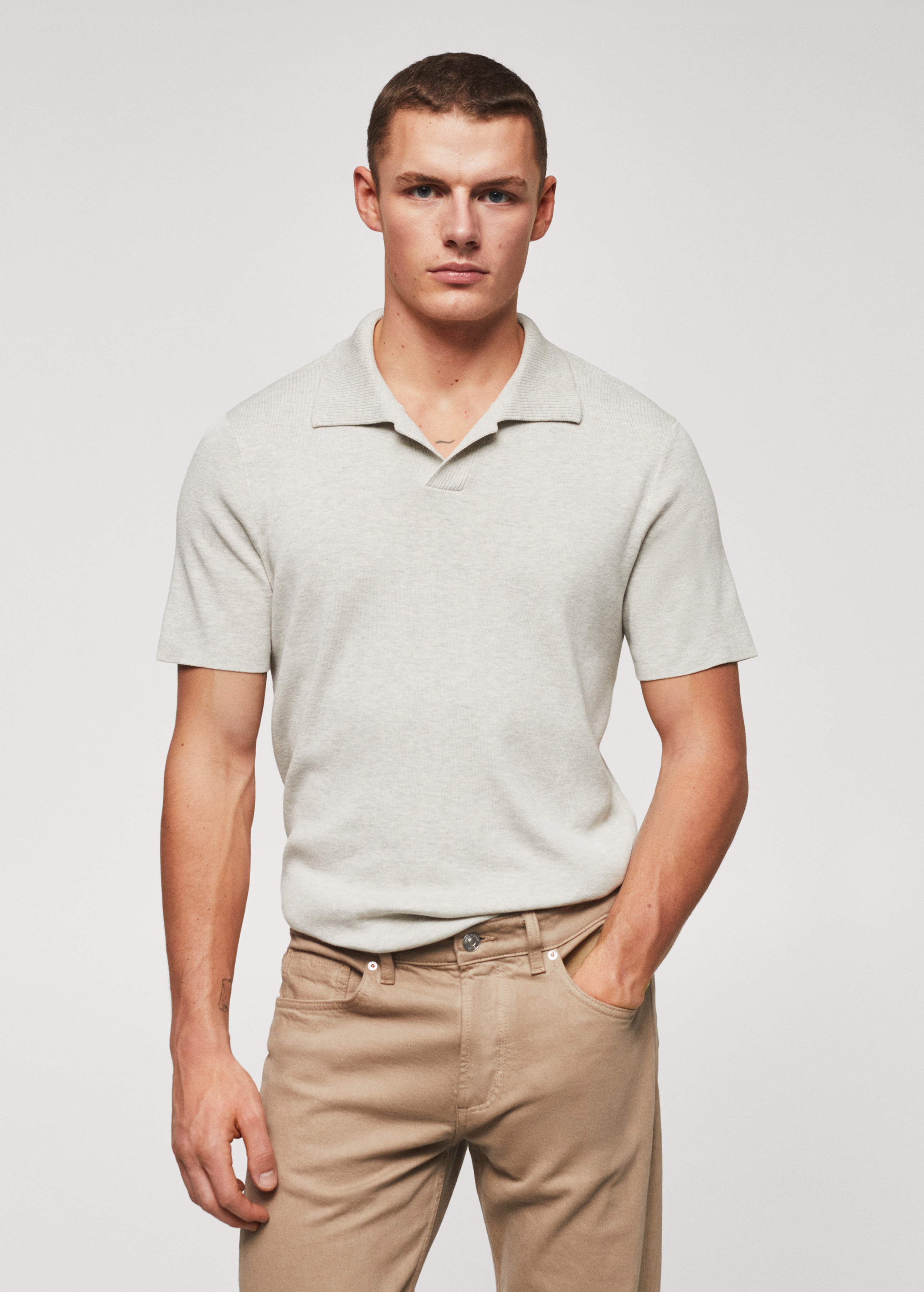 Fine-knit polo shirt - Medium plane