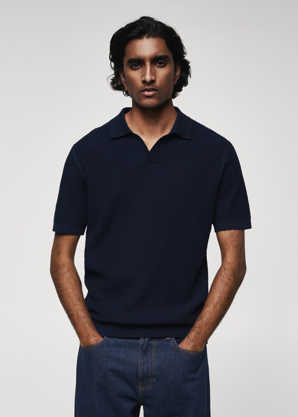 Ribbed cotton polo shirt - Medium plane