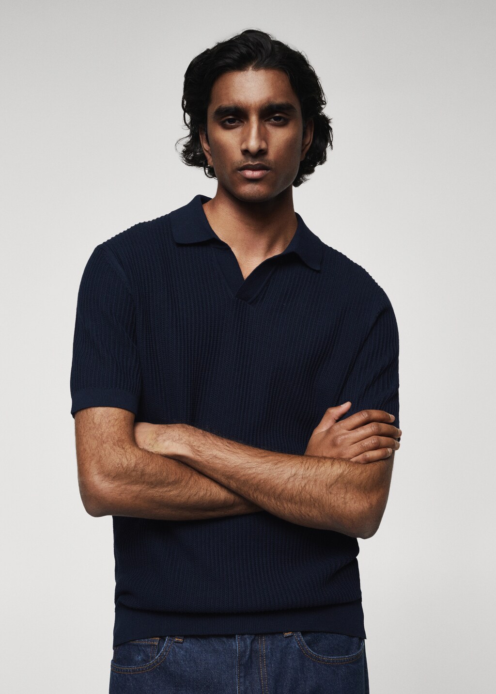 Ribbed cotton polo shirt - Details of the article 1