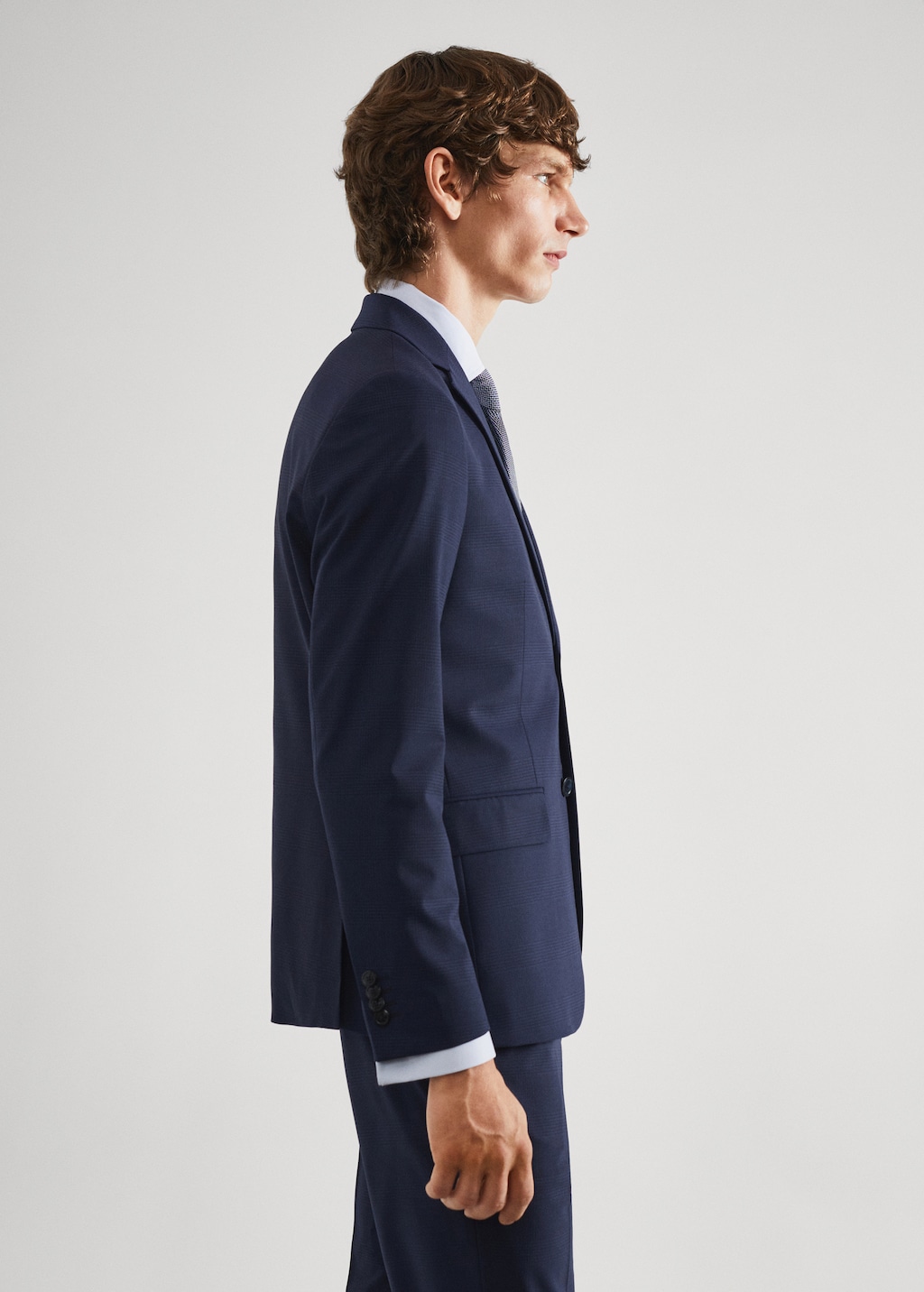 Slim-fit check wool suit jacket - Details of the article 2